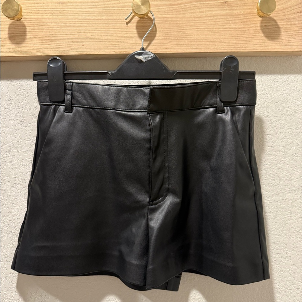Zara Black Faux Leather Shorts
